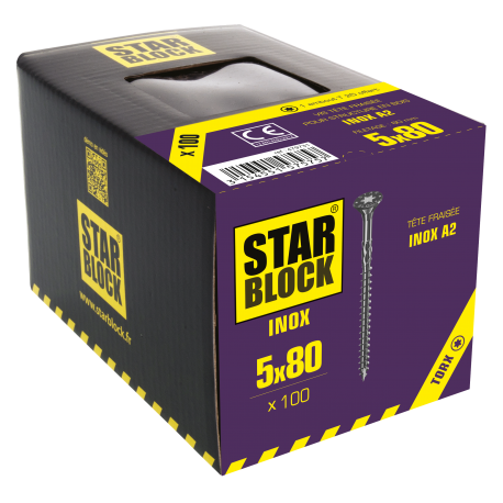 Vis Inox A2 - 5x80 - boîte de 100 STARBLOCK