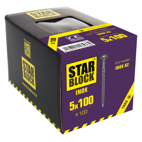 Vis Inox A2 - 5x100 - boîte de 100 STARBLOCK