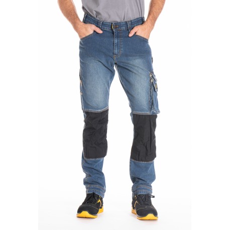 Jeans de travail stretch avec emplacement genouillères JOBPRO stone brossé T.46