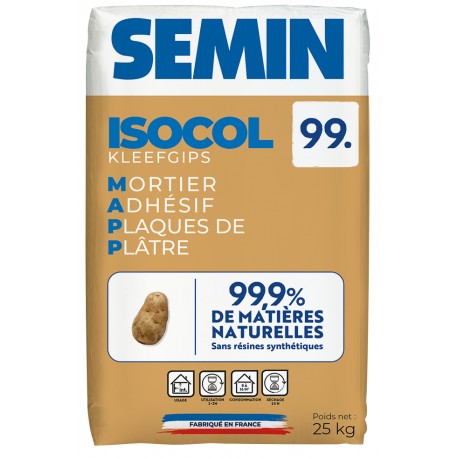 ISOCOL 99 : Mortier adhésif composé de plus de 99% de matières naturelles